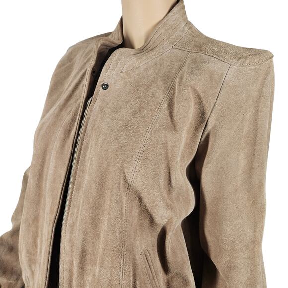 1980s Brown Suede Leather Zip Up Jacket Size 11 - 12 Vintage Womens Size XS - Picture 8 of 12